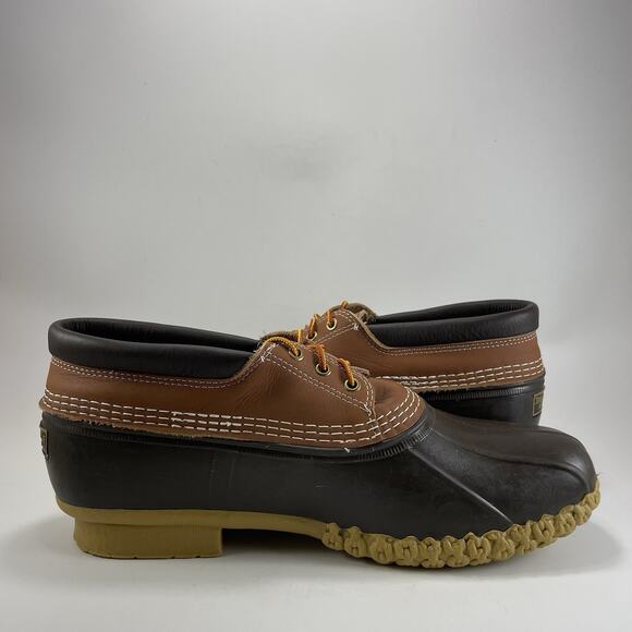 LL Bean Bean Boots Mens Size 14 Waterproof Leather 3 Eye Duck Rain Boots Low main image 8